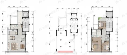4室3厅4卫建面202平南|北户型图