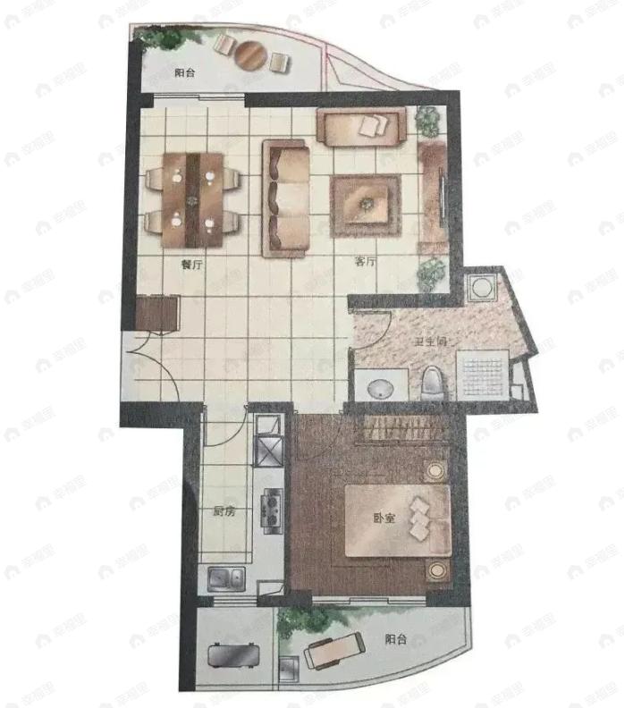 百汇园1室2厅1卫户型图