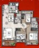 3室2厅2卫建面88平南|北户型图