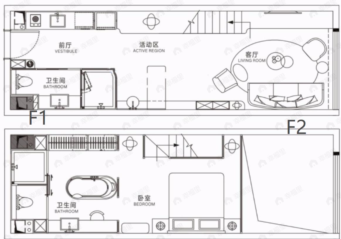 慕客天第1室2厅2卫户型图