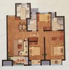 3室2厅2卫建面98m²南户型图