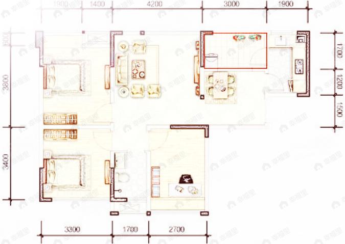 春天里3室2厅1卫户型图
