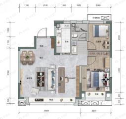 伊河棠樾2室2厅1卫户型图