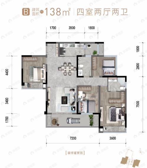 朗基紫境东来4室2厅2卫户型图