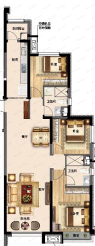 恒大半岛天境3室2厅2卫户型图