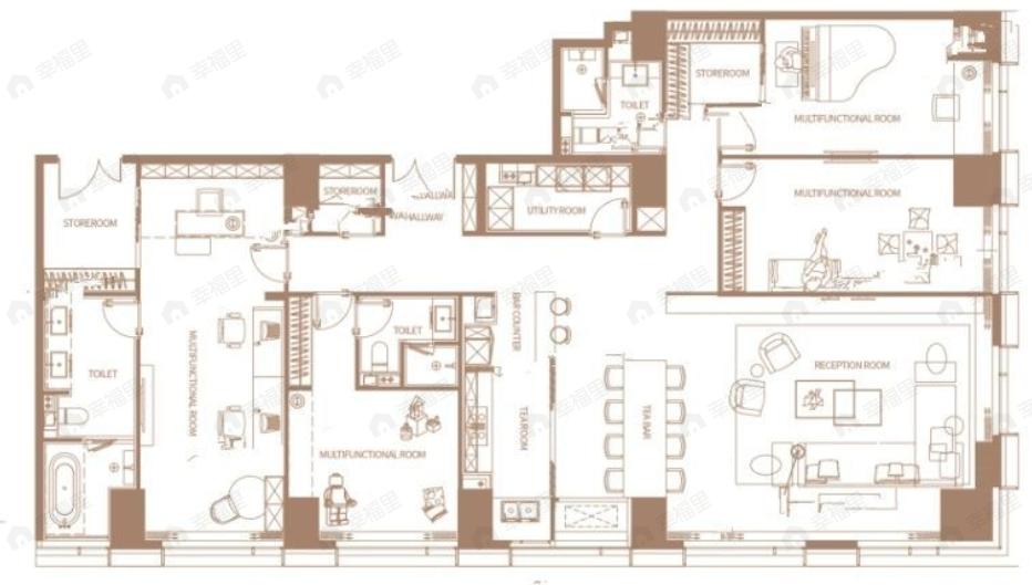 4室2厅3卫建面348平户型图