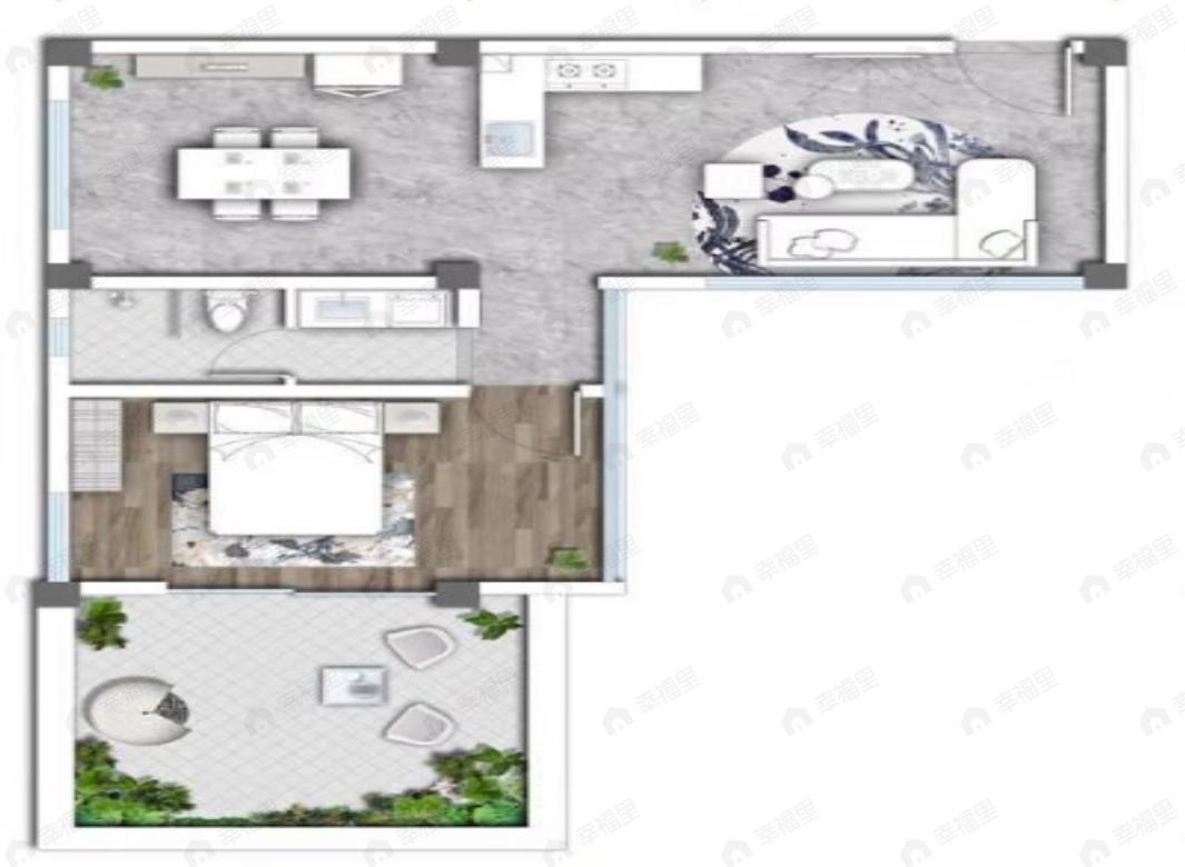 山那边1室2厅1卫户型图