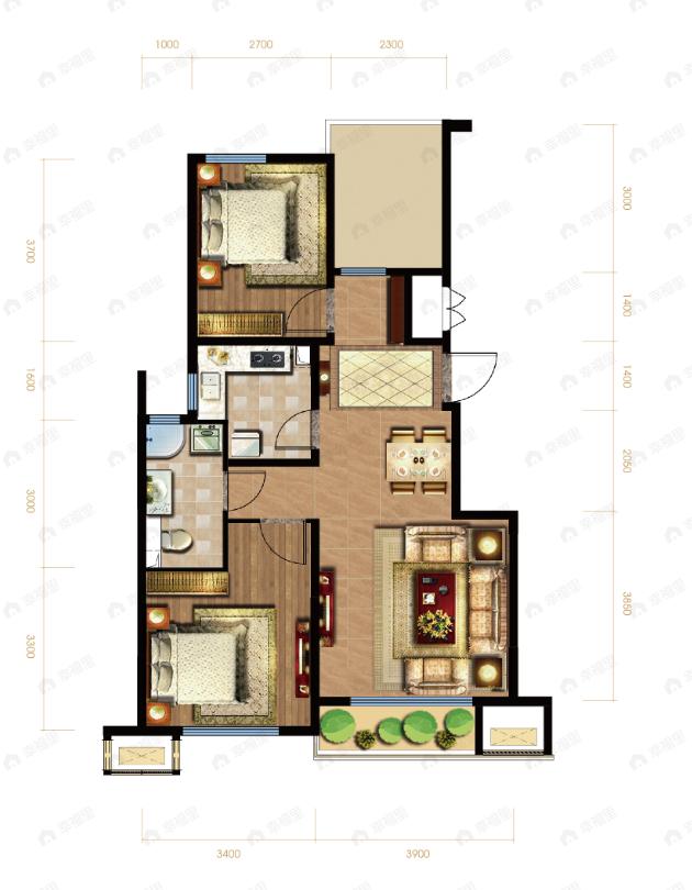 通用博园2室2厅1卫户型图