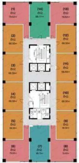 1室1厅1卫建面88m²南户型图