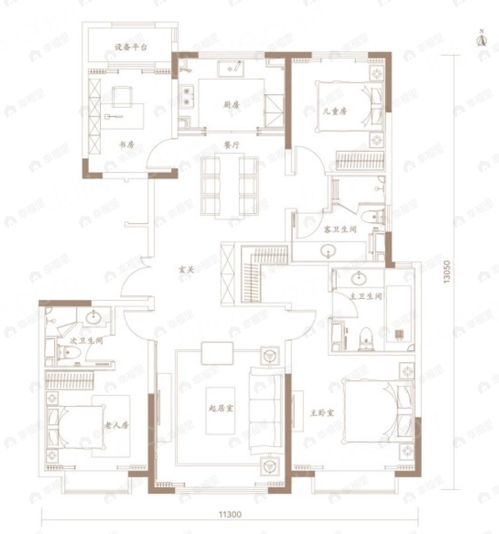 天恒水岸壹号4室2厅3卫户型图