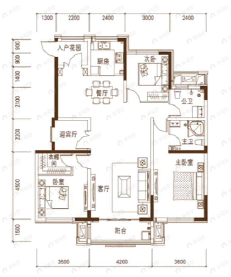 珑湾翡翠城3室2厅2卫户型图