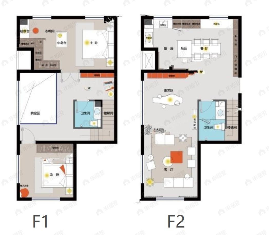 3室2厅2卫建面80平户型图