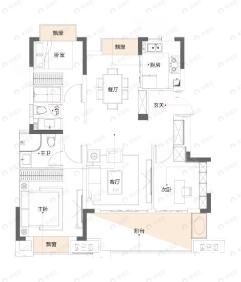 远洋靖淞云璟3室2厅2卫户型图