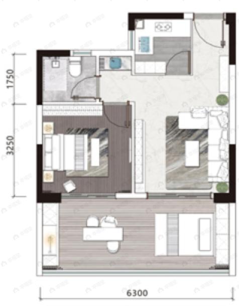 织梦山水涧2室1厅1卫户型图