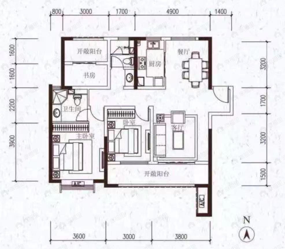 绿地智慧金融城2室2厅2卫户型图