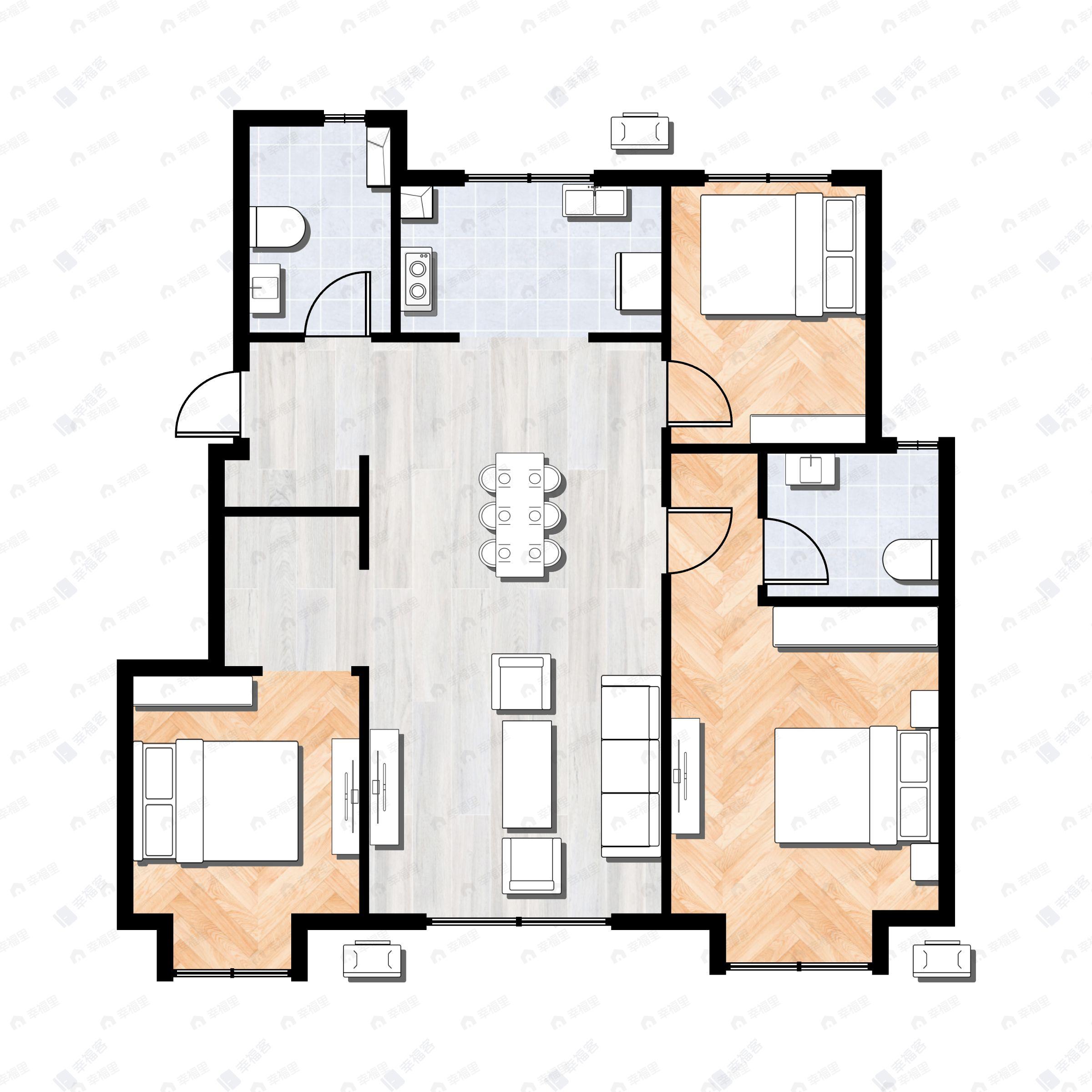 顺义臻珑府3室2厅2卫户型图