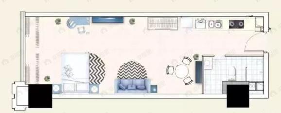 海伦中心1室2厅1卫户型图