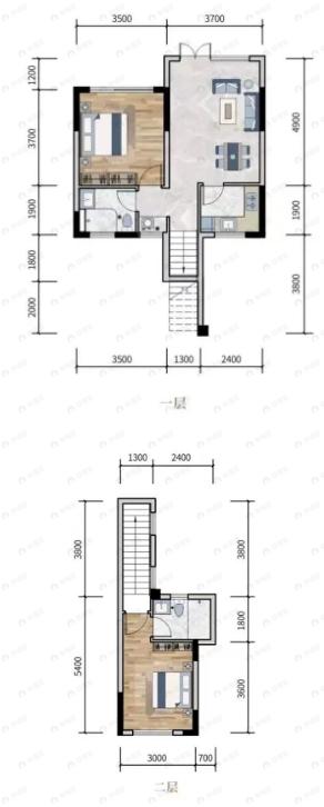绿城云溪桃源2室2厅2卫户型图