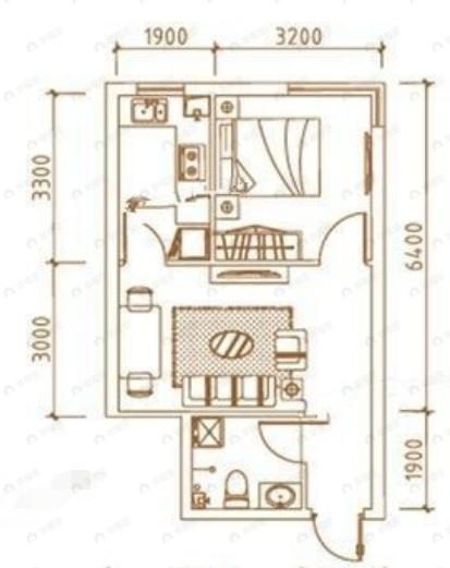 金州福佳新天地广场1室1厅1卫户型图