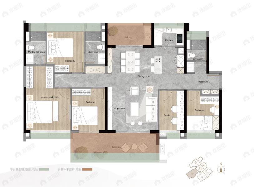 越秀公交天悦云山府5室2厅3卫户型图