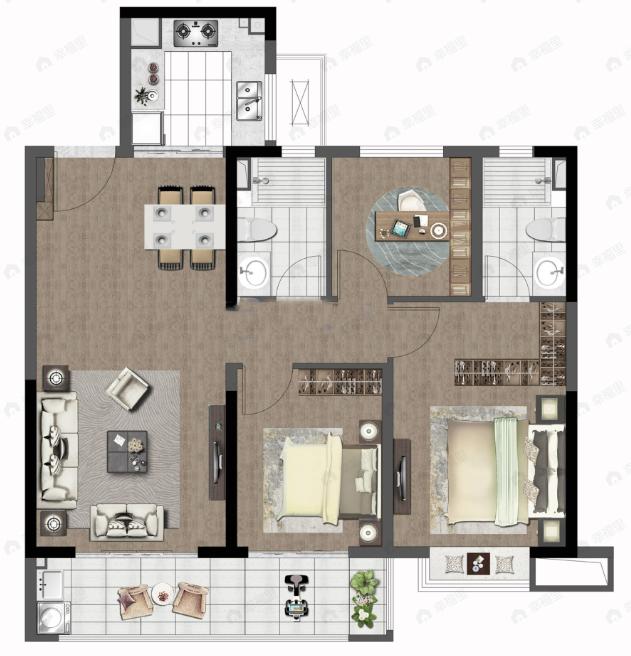 德信星宸3室2厅2卫户型图
