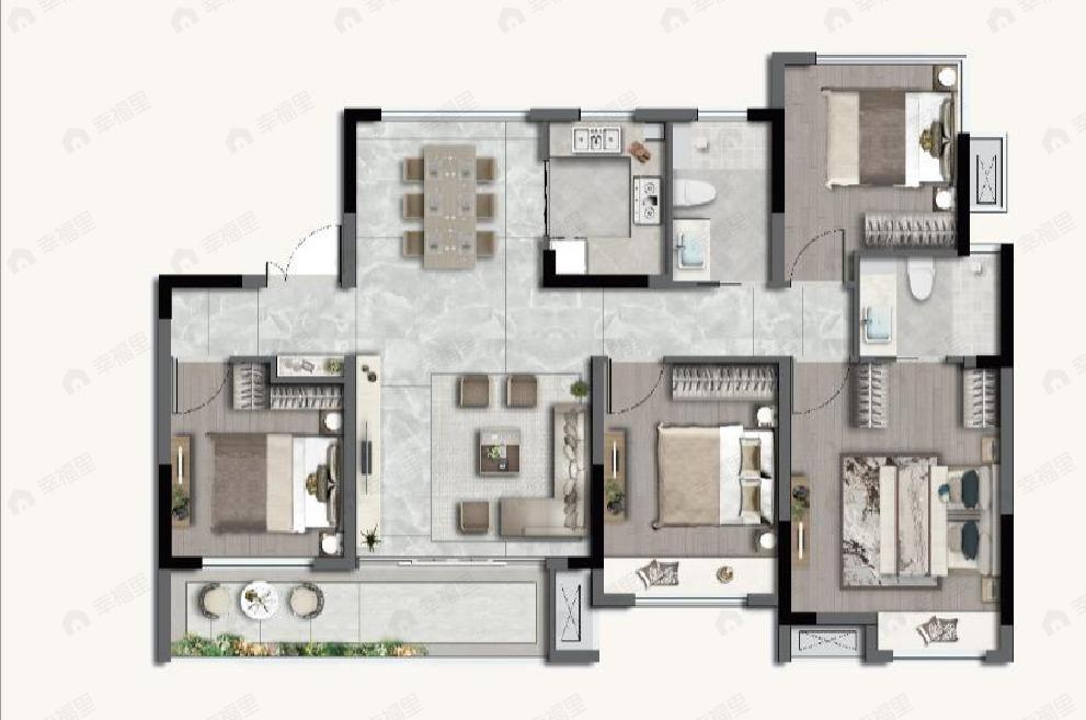 中南玖峰花苑4室2厅2卫户型图