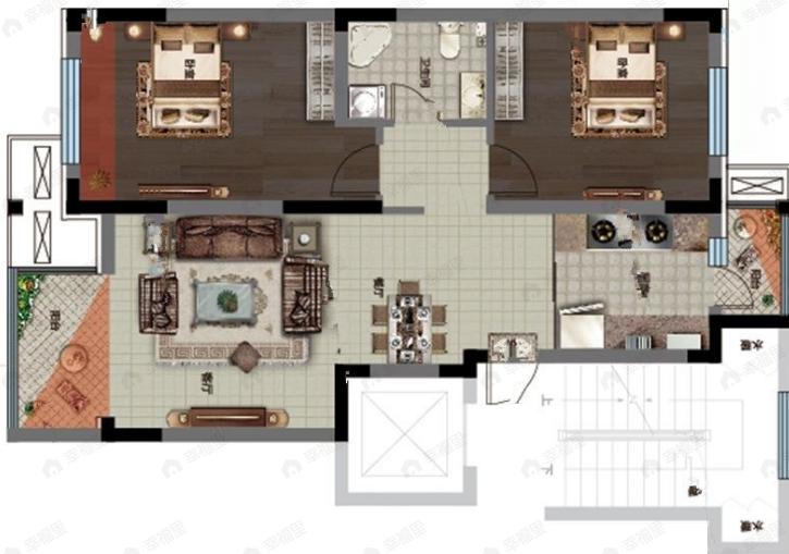 富禹盛京学府2室2厅1卫户型图