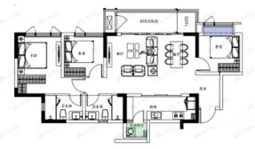 蜀道翰文府3室2厅2卫户型图