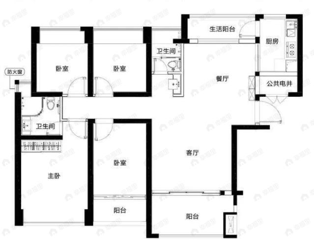 玖玖颂阁4室2厅2卫户型图
