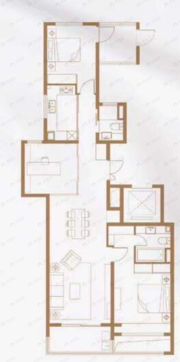 新湖明珠城3室2厅2卫户型图