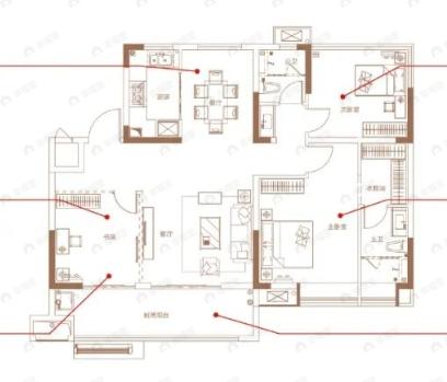 海伦堡玖悦澜湾3室2厅2卫户型图