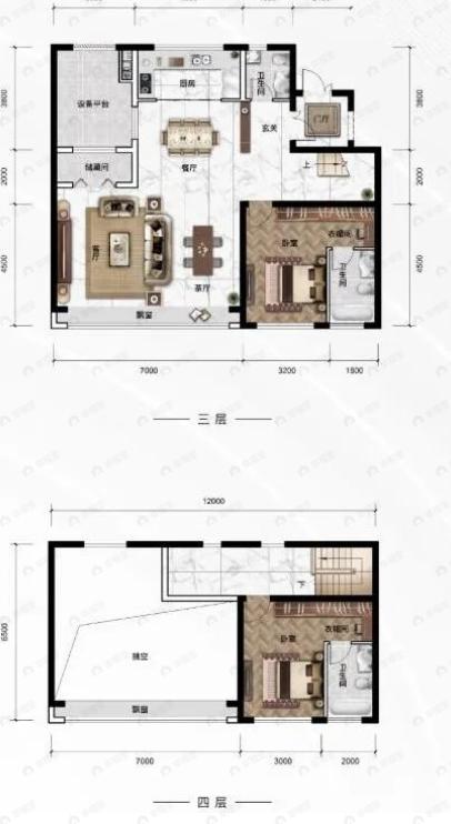 津铁镜界2室2厅3卫户型图