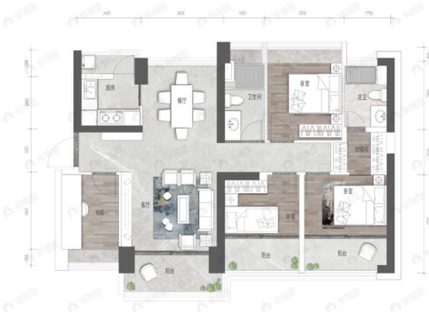 富基云珑府4室2厅2卫户型图