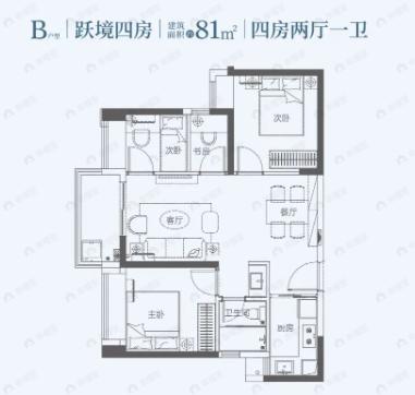 城建云宸汇4室2厅1卫户型图