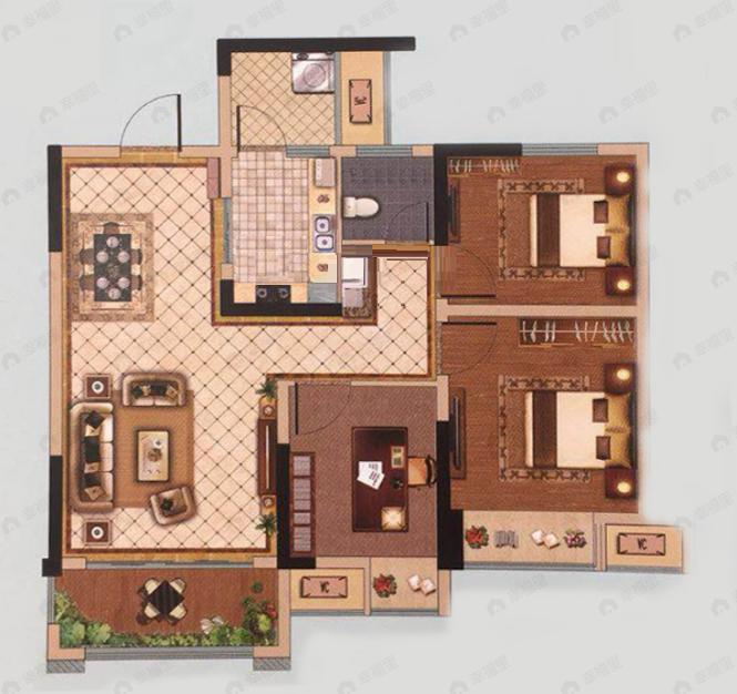 澳海御江苑3室2厅1卫户型图