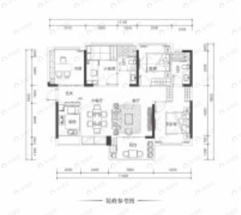 3室2厅2卫建面105平户型图