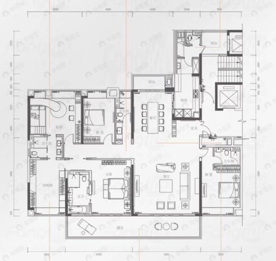 5室2厅5卫建面283平户型图