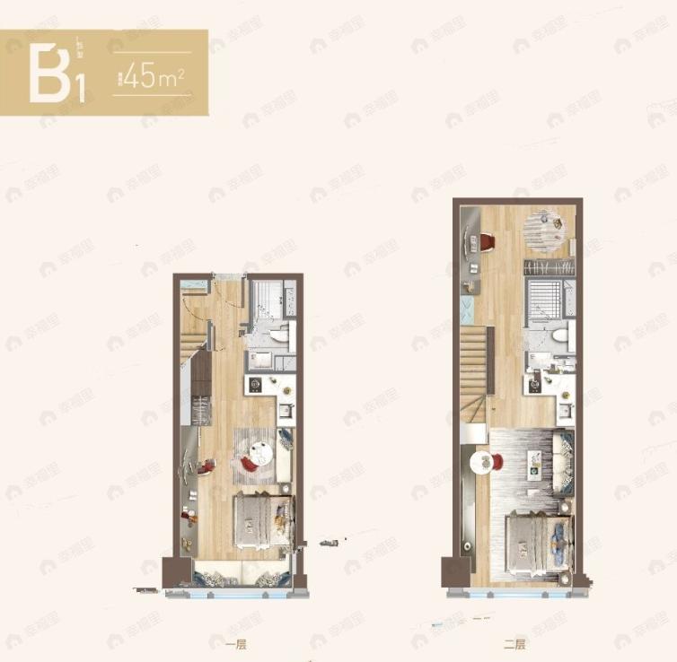 涵碧紫金城2室2厅2卫户型图