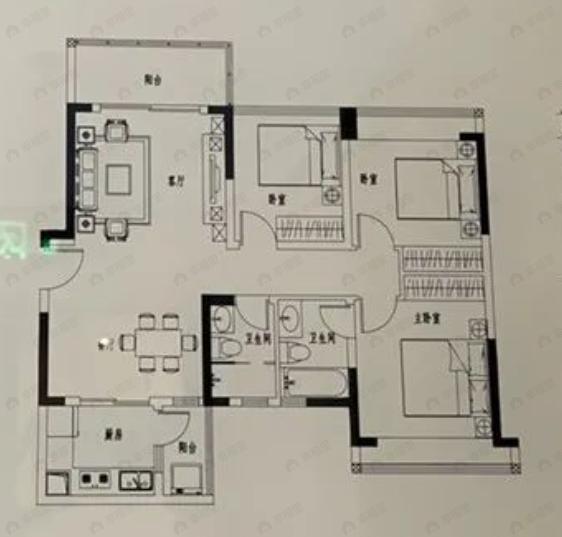 松茂御城3室2厅2卫户型图
