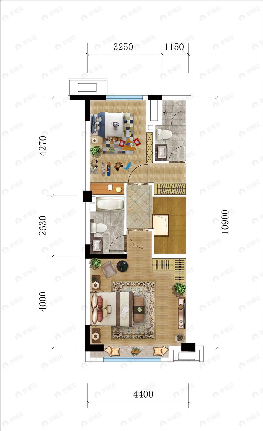 奥园北京源墅3室2厅3卫户型图