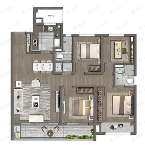 阳光城金科玖珑悦4室2厅2卫户型图