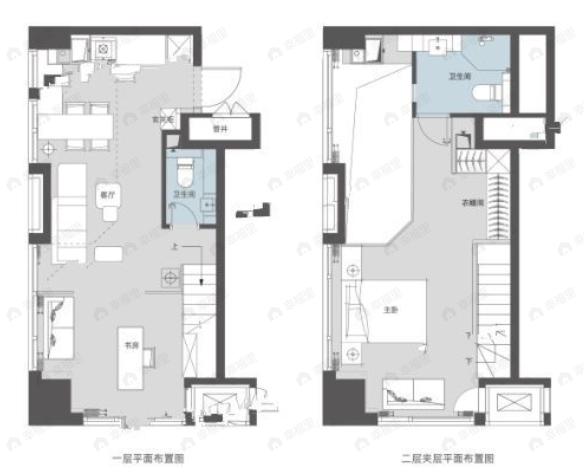 绿地泊悦2室1厅2卫户型图