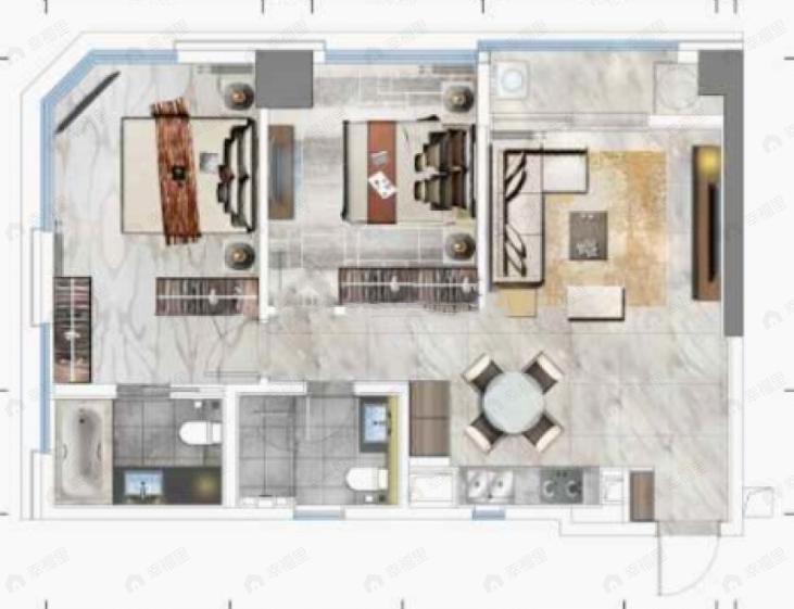 大中华环球经贸广场2室2厅2卫户型图
