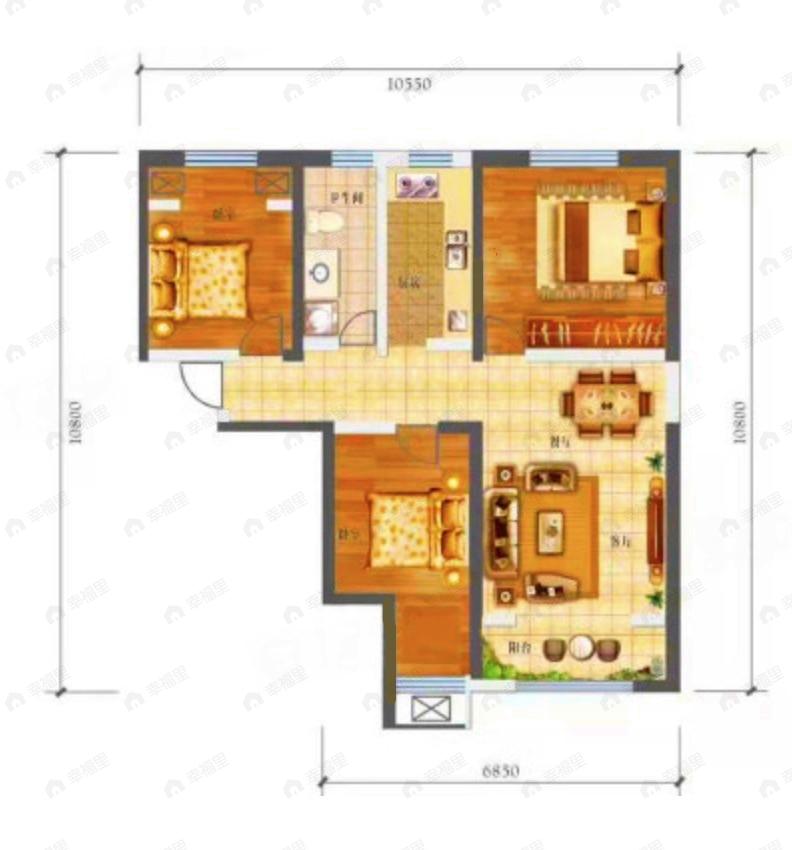 九洲城二期3室2厅1卫户型图