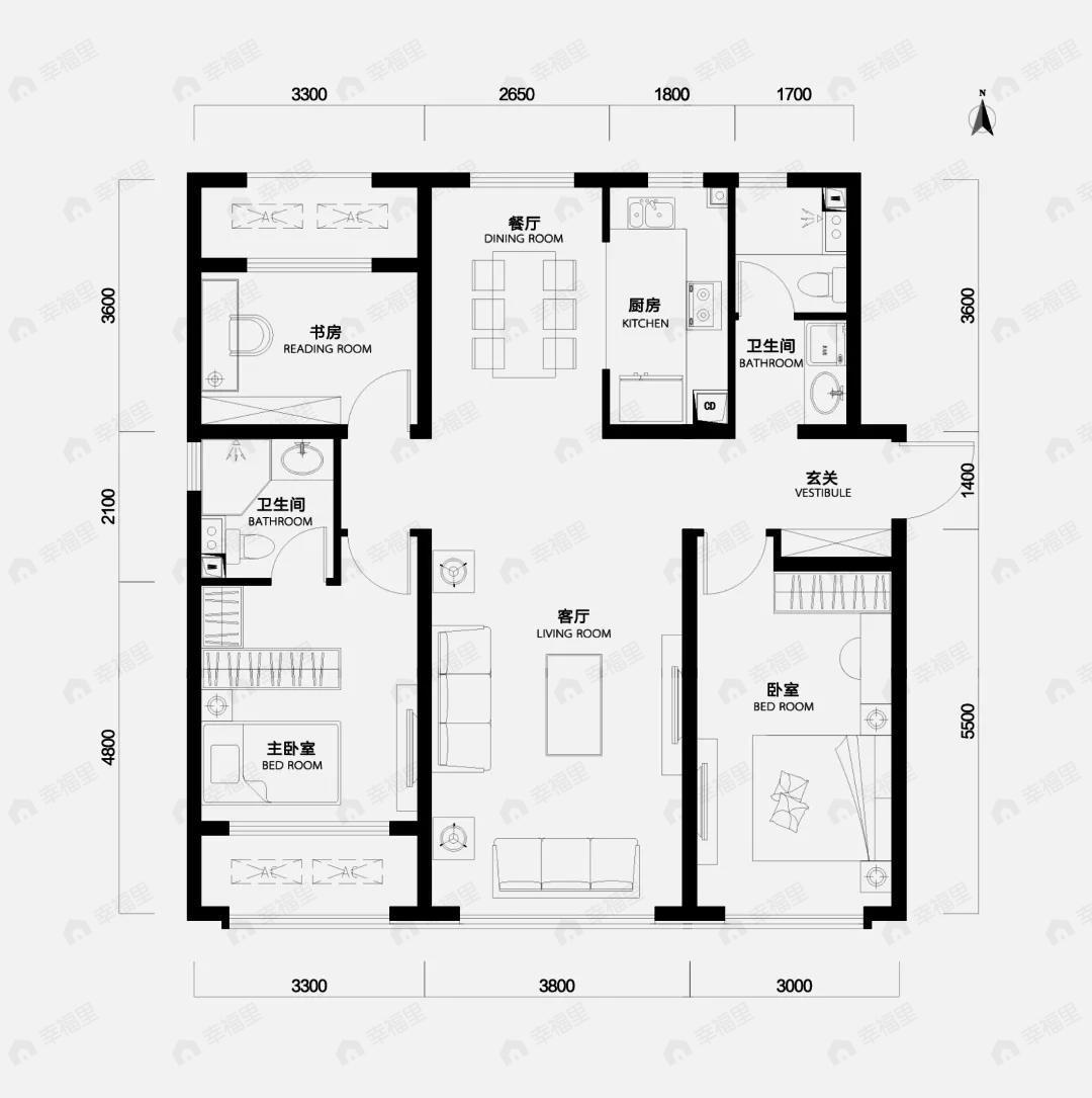 中海寰宇天下天赋3室2厅2卫户型图