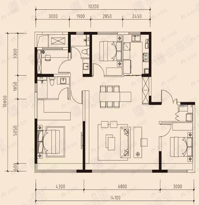 建发璟院4室2厅2卫户型图