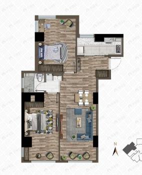 御东联2室2厅1卫户型图