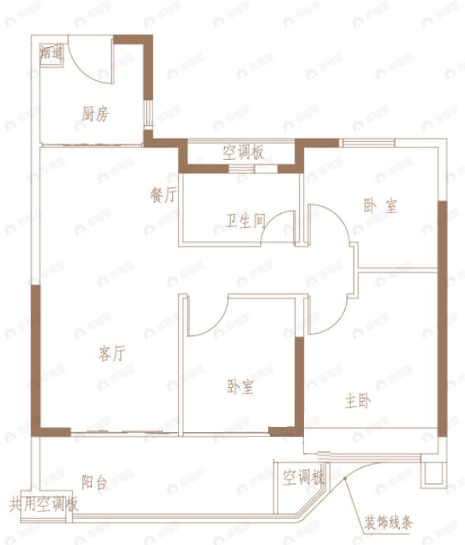 保利梦想城3室2厅1卫户型图