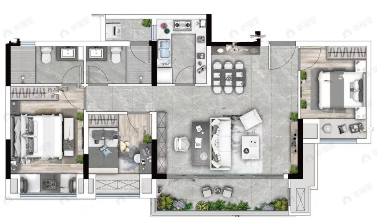 锦绣原麓3室2厅2卫户型图