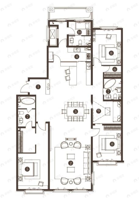 华纳豪园四六期3室2厅3卫户型图